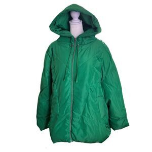 Free People Green Duvet Puffer Coat Oversized Longline Jacket Small